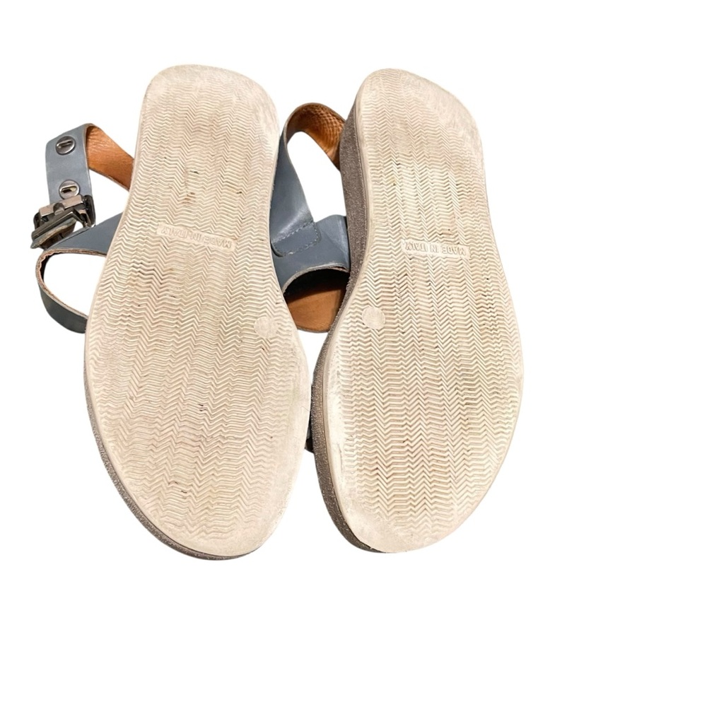 Aquatalia Ash Blue Leather Ankle Strap Wedge Sandal Women's Size 9‎ Comfortable - Picture 10 of 16
